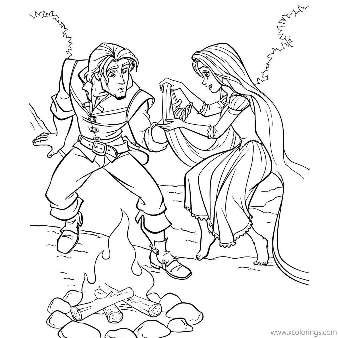 Rapunzel Playing With Flynn Coloring Pages XColorings