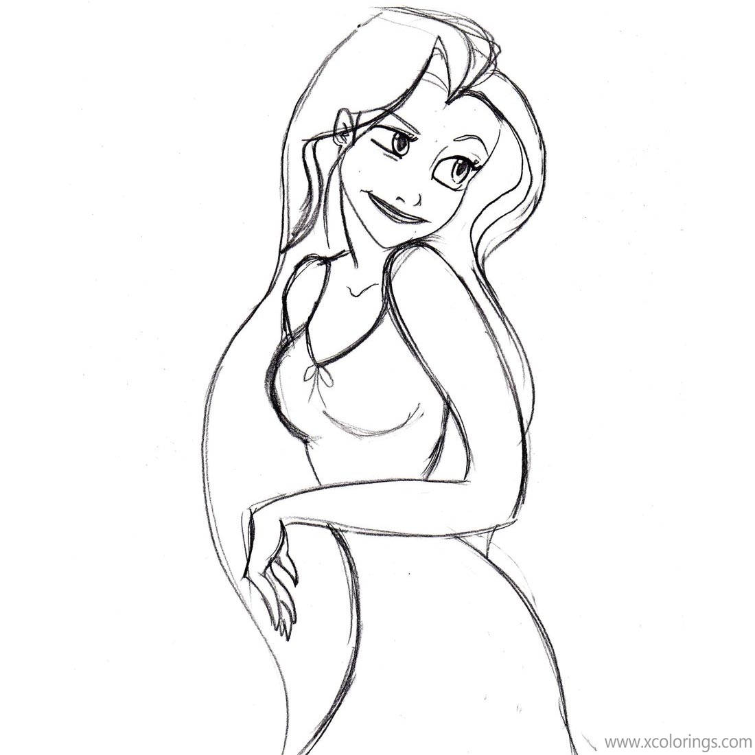 Free Rapunzel Sketch Coloring Pages printable