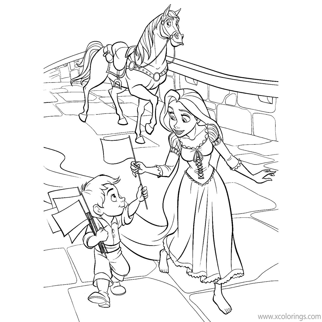 Free Rapunzel and A Boy Coloring Pages printable