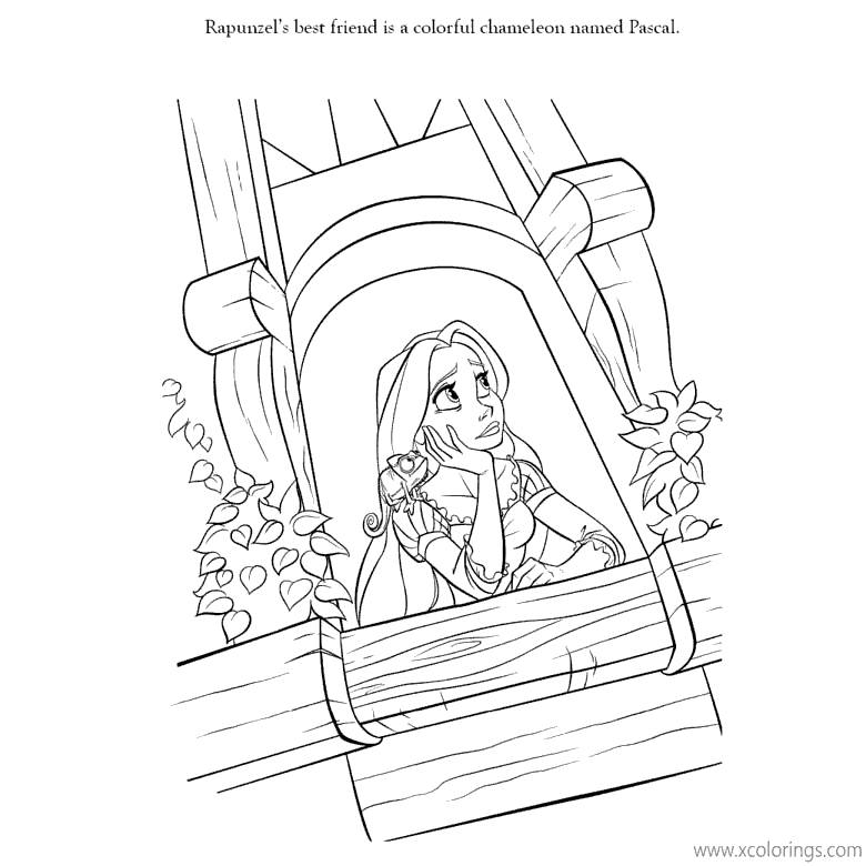 Free Rapunzel by the Window Coloring Pages printable