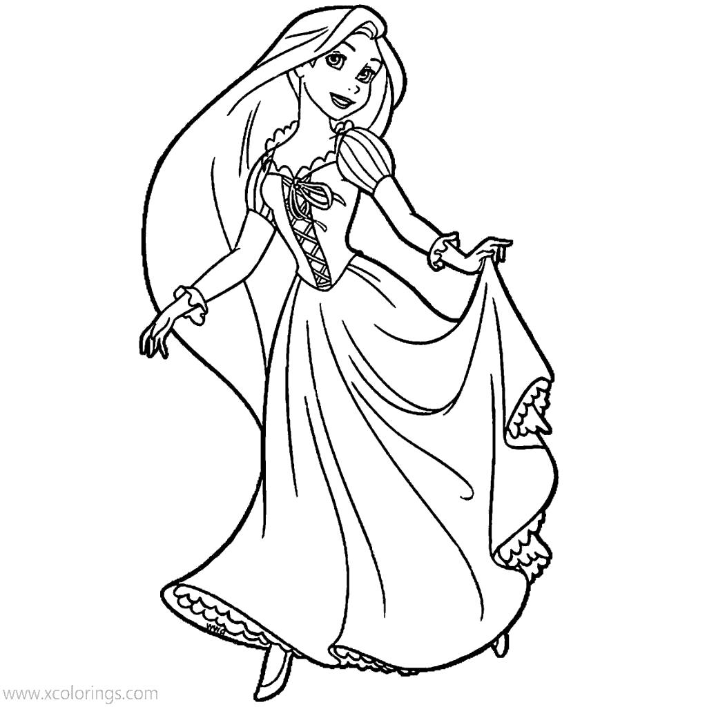 Free Rapunzel is Dancing Coloring Pages printable