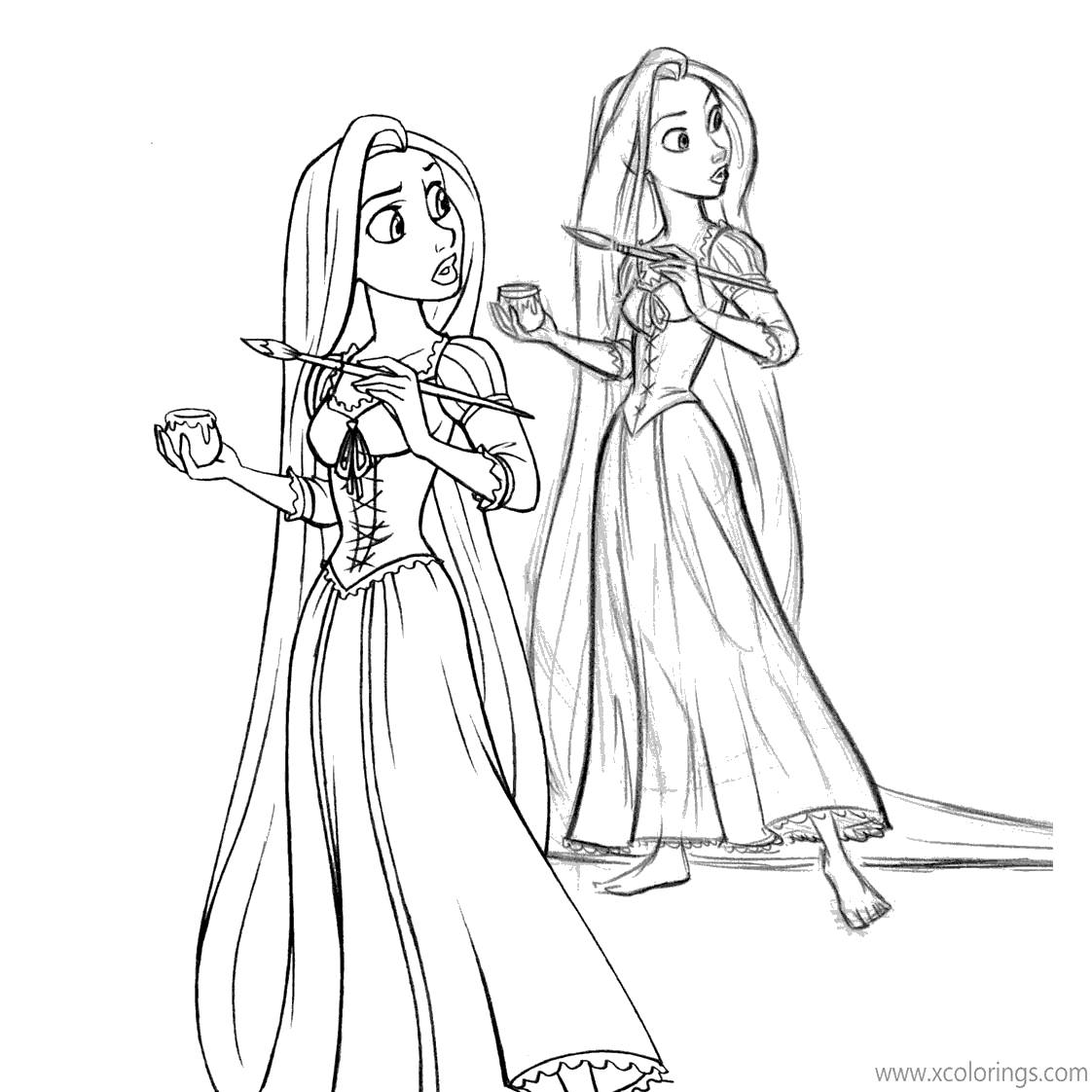 Free Rapunzel is Painting Coloring Pages printable