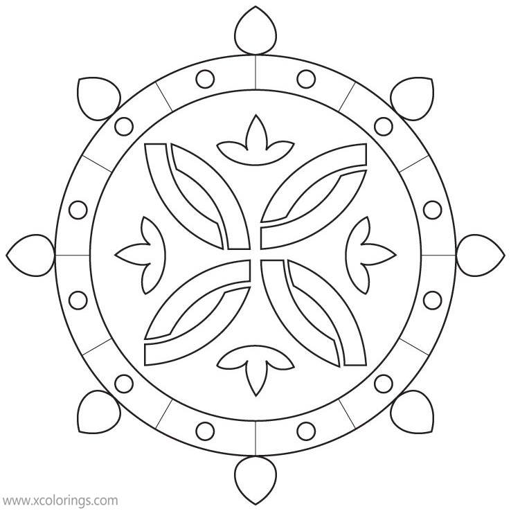 Free Round Rangoli Design Coloring Pages printable