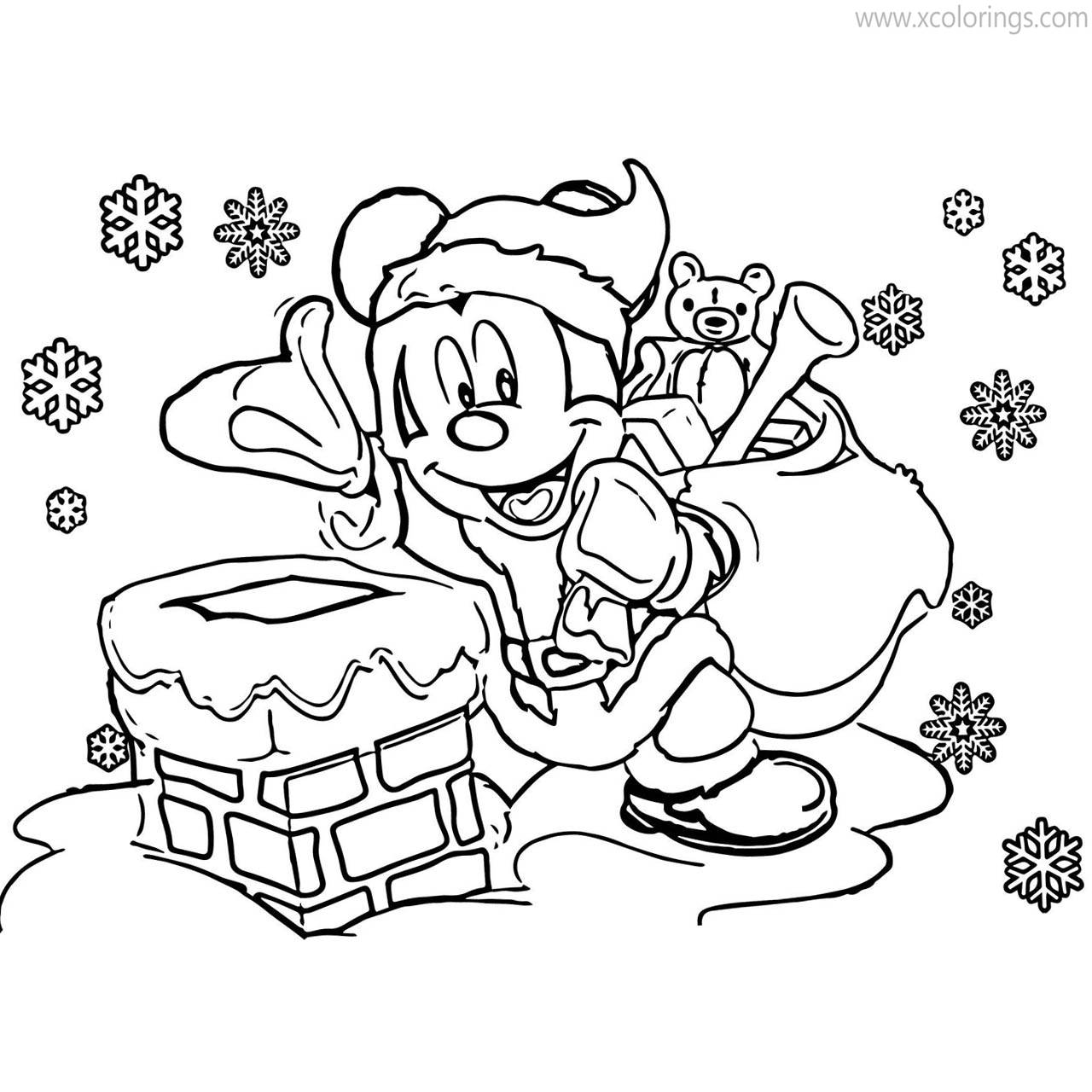 Free Santa Mickey Mouse Christmas Coloring Pages printable
