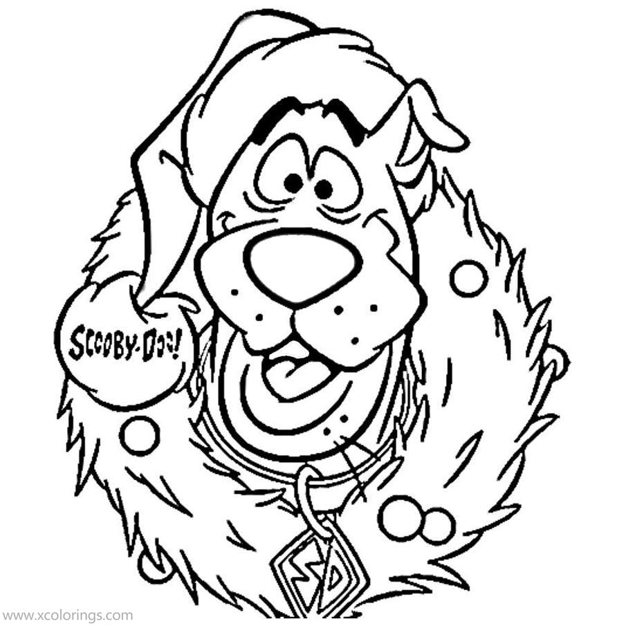 Free Scooby Doo Christmas Wreath Coloring Pages printable