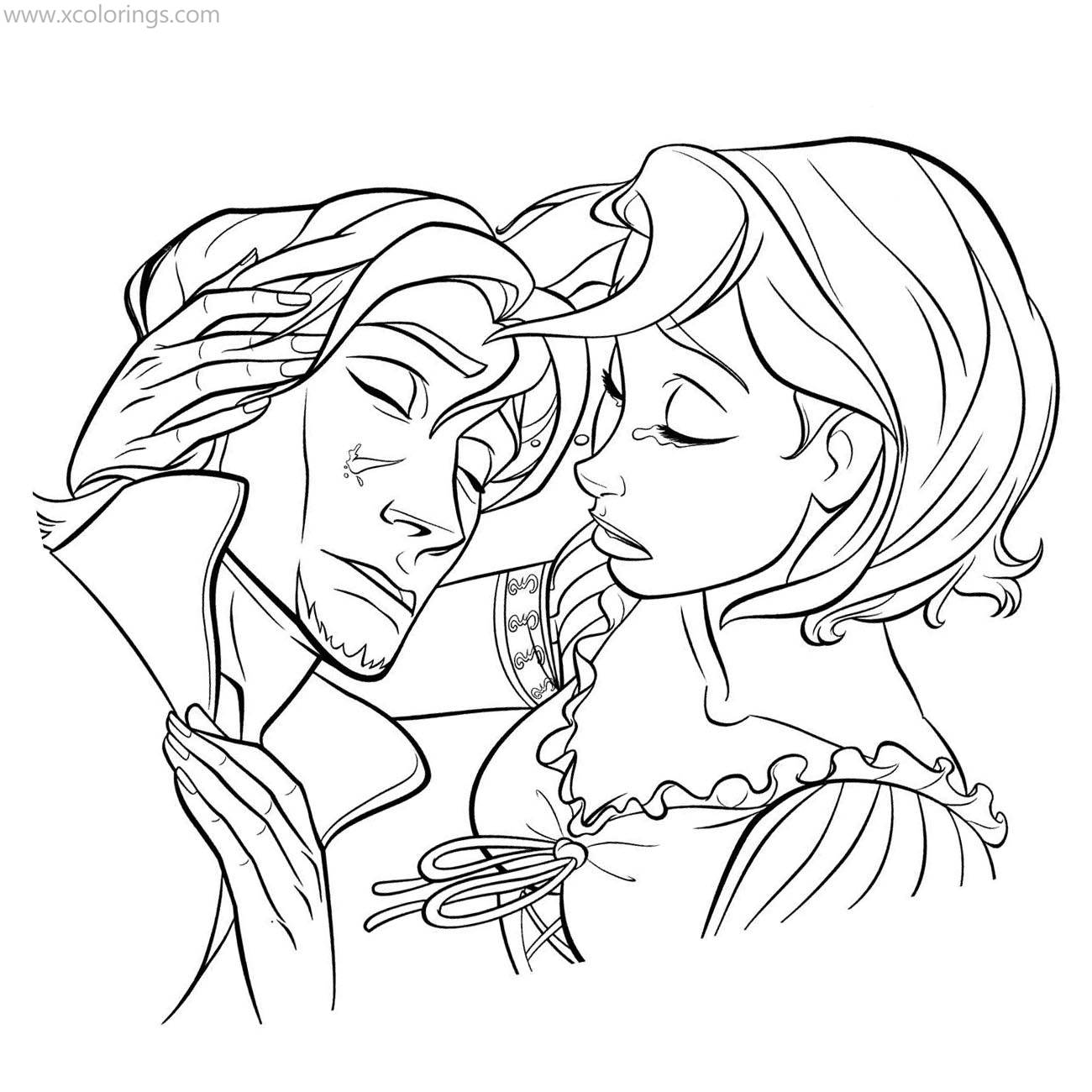 Free Short Hair Rapunzel and Flynn Coloring Pages printable