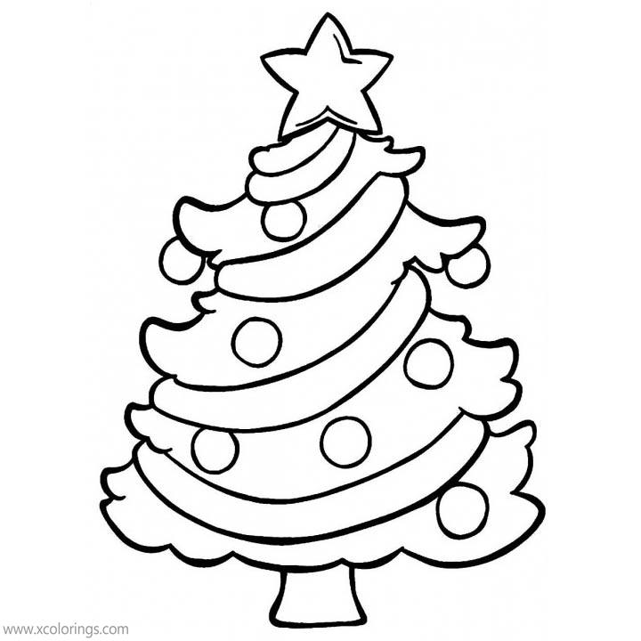 Free Simple Christmas Tree Coloring Pages for Kids printable
