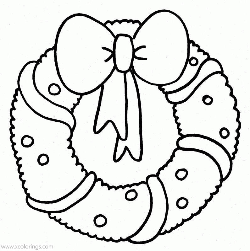Free Simple Christmas Wreath Coloring Pages printable