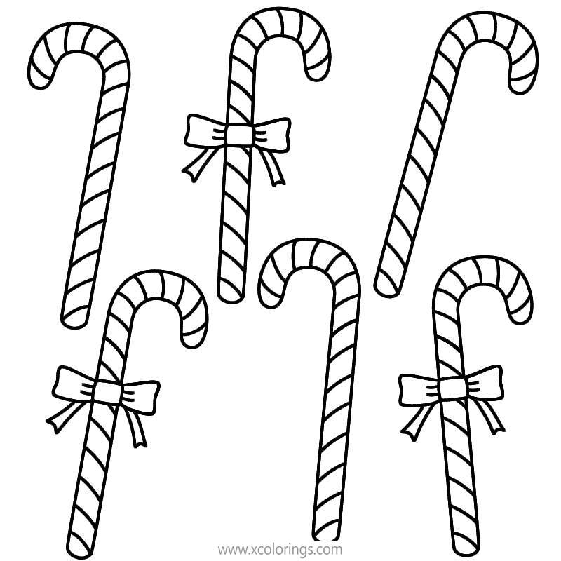 Free Six Candy Canes Coloring Pages printable