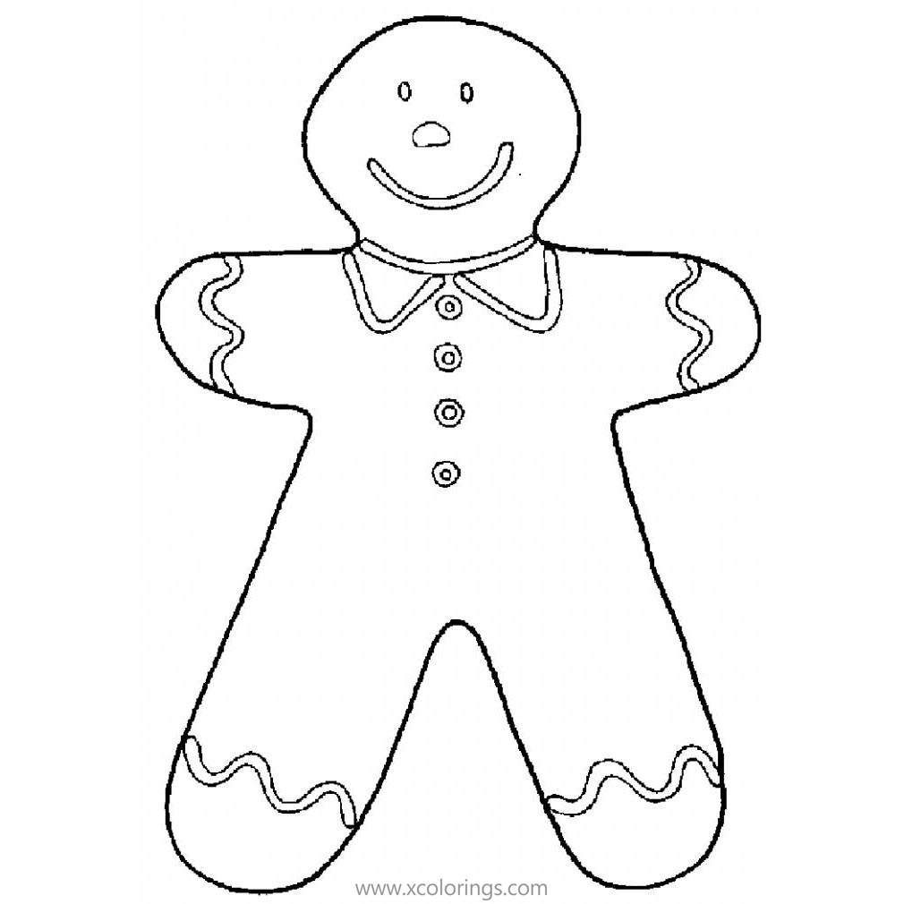 Free Smiling Gingerbread Man Coloring Pages printable