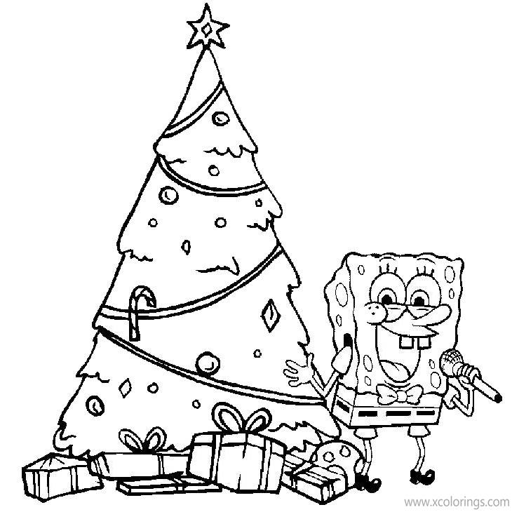 Free Spongebob and Christmas Tree Coloring Pages printable