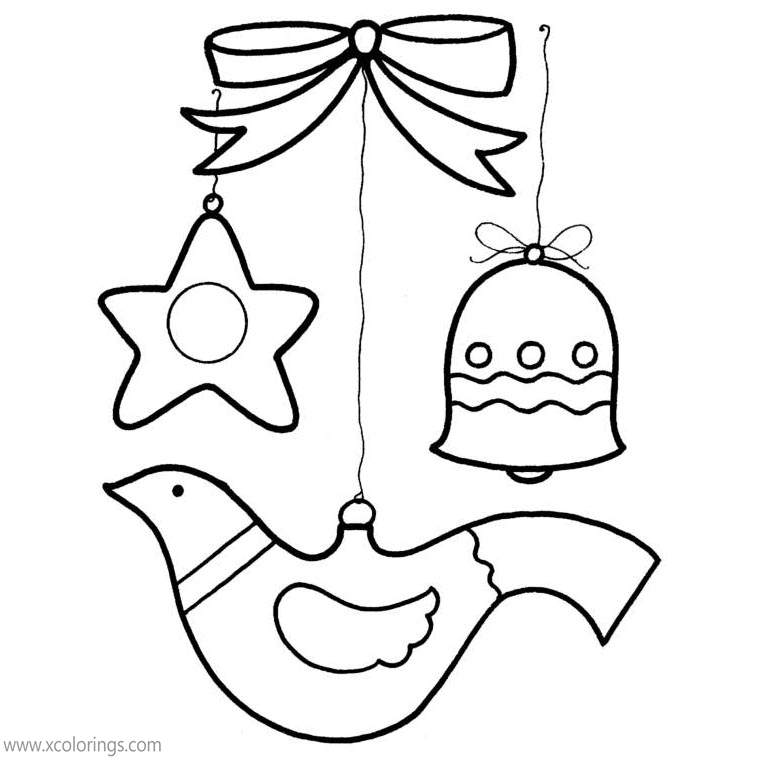 Free Star and Bird Christmas Ornament Coloring Pages printable