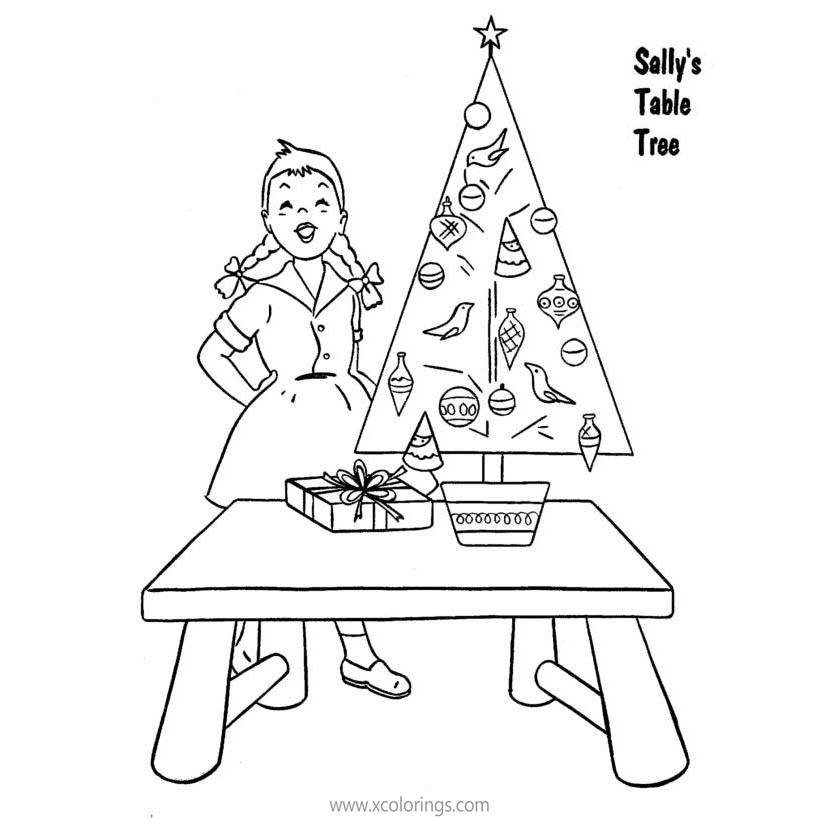 Free Table Christmas Tree Coloring Pages printable