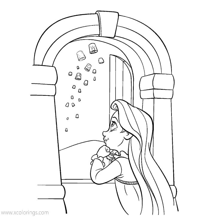 Free Tangled Coloring Pages Birthday Lanterns printable