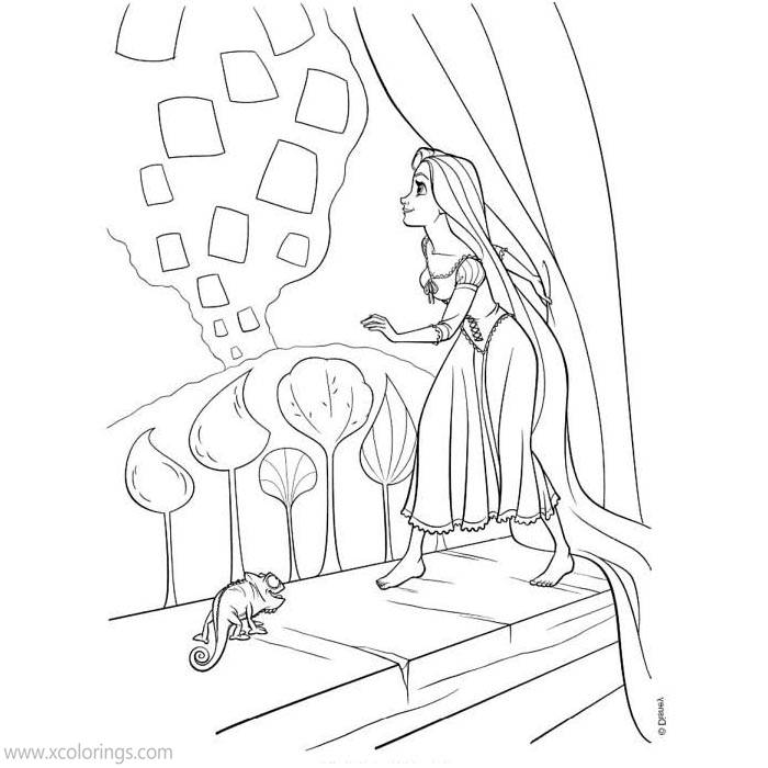 Free Tangled Coloring Pages Birthday of Rapunzel printable
