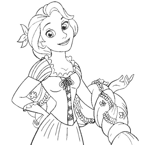 Free Tangled Coloring Pages Decorated Hair printable