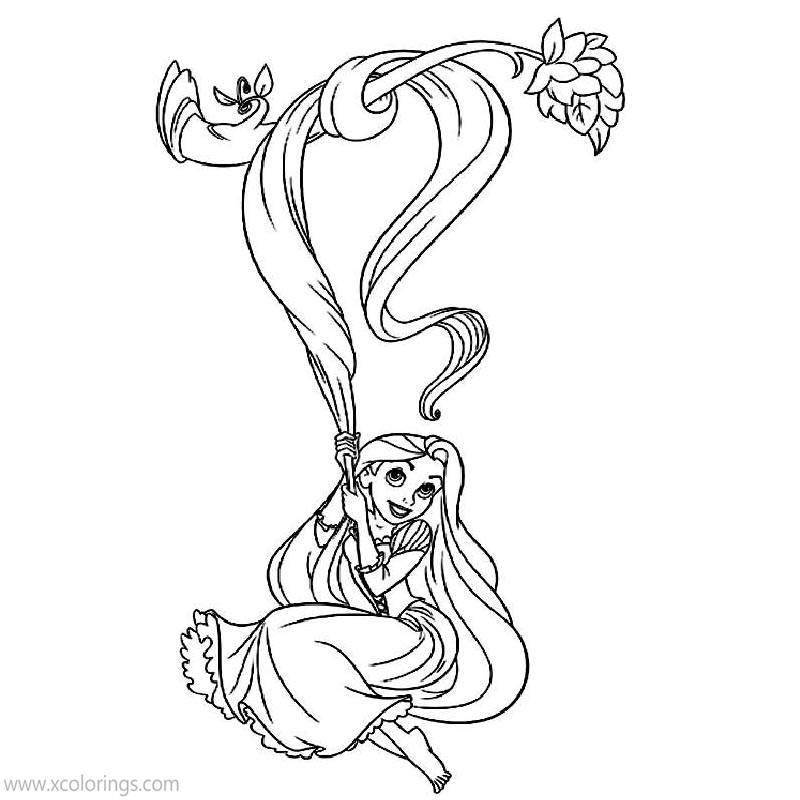 Free Tangled Coloring Pages Hair On the Branch printable