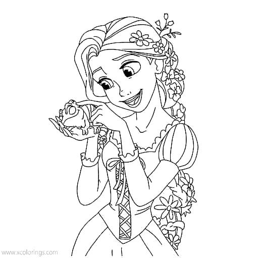 Free Tangled Coloring Pages Happy Princess printable