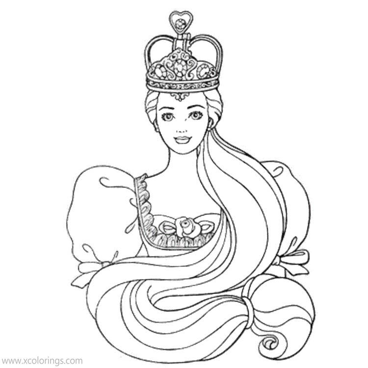 Free Tangled Coloring Pages Rapunzel as Queen printable