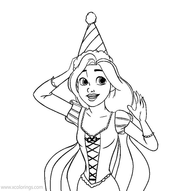 Free Tangled Coloring Pages Rapunzel in the Hat printable