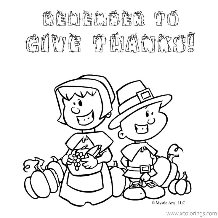 Free Pilgrims Coloring Pages Remember to Give Thanks printable