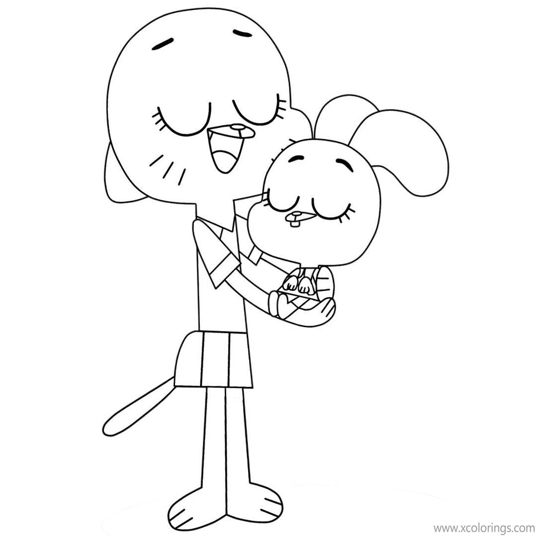 Free The Amazing World of Gumball Coloring Pages Anais and Nicole printable