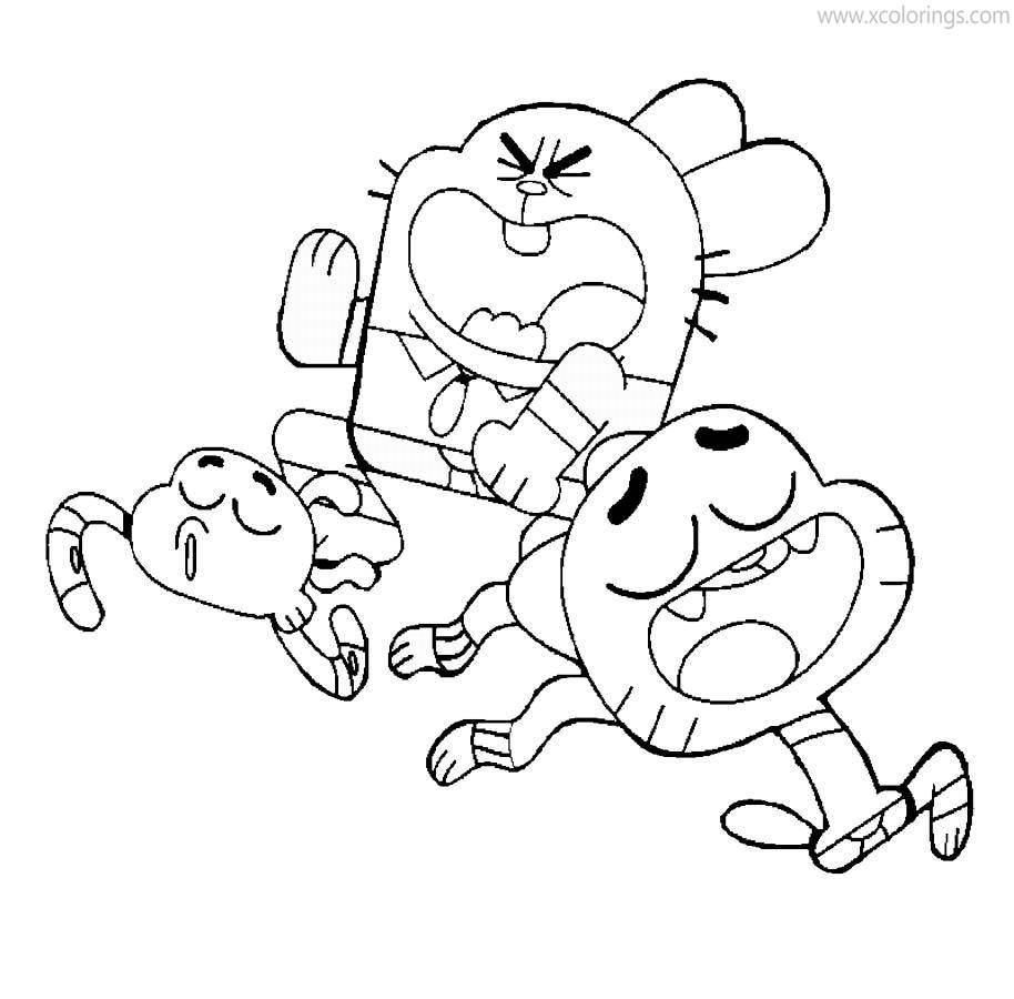 Free The Amazing World of Gumball Coloring Pages Dad Got Angry with Darwin and Gumball printable