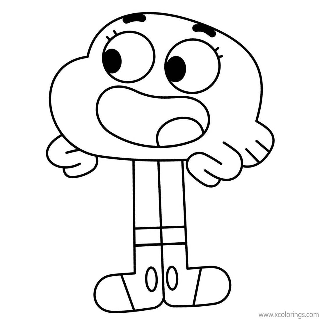 Free The Amazing World of Gumball Coloring Pages Darwin Watterson was Surprised printable