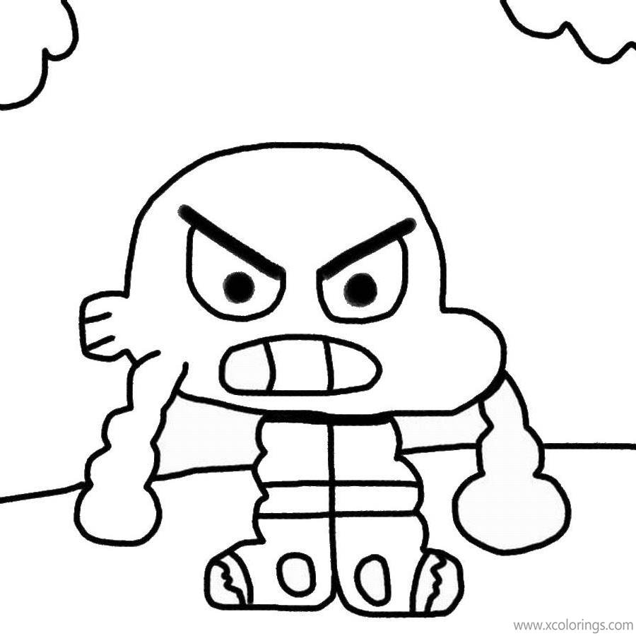 Free The Amazing World of Gumball Coloring Pages Darwin is Angry printable