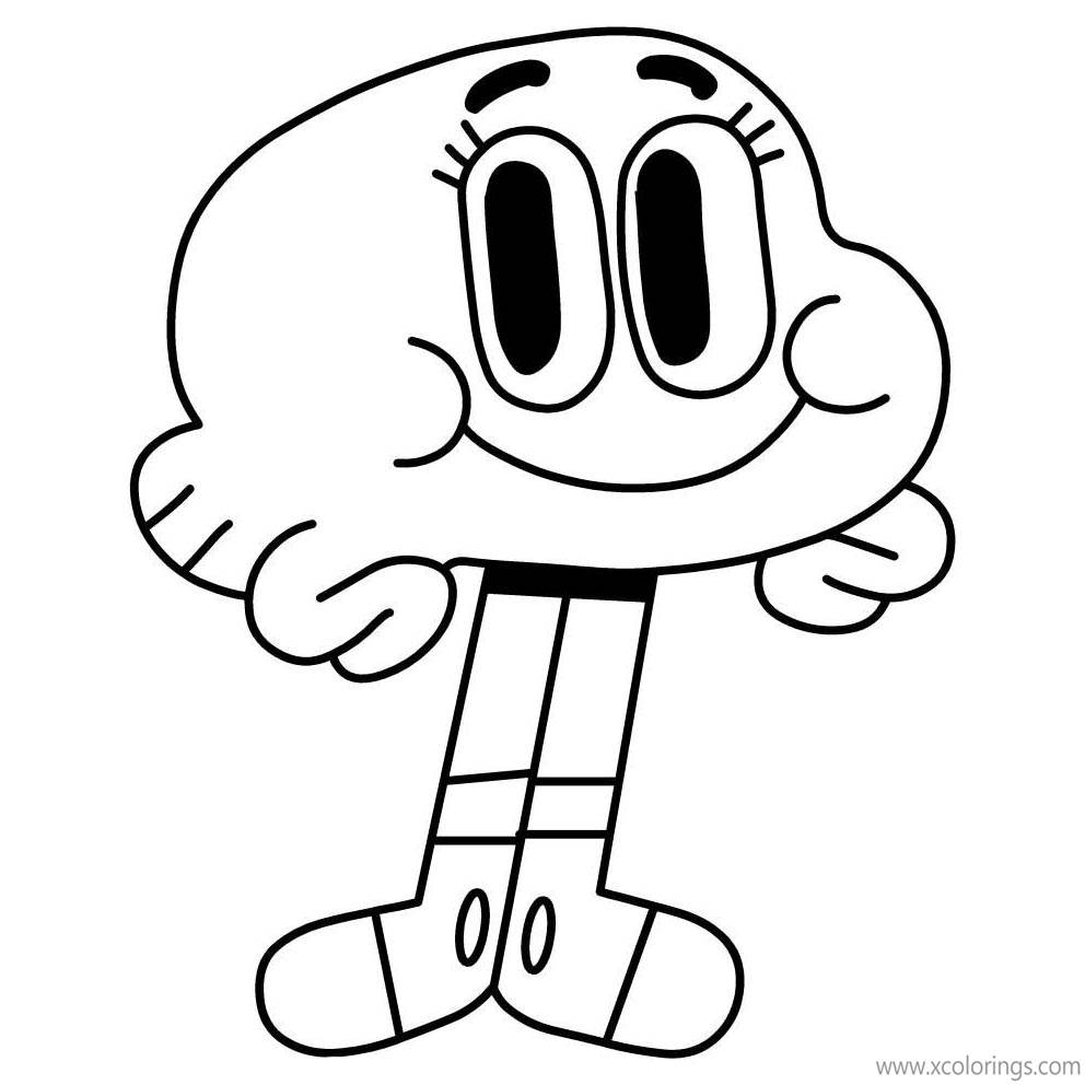 Free The Amazing World of Gumball Coloring Pages Darwin is Smiling printable