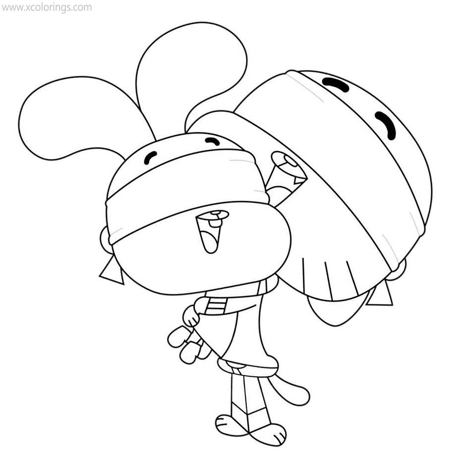 Free The Amazing World of Gumball Coloring Pages Gumball Playing with Anais printable