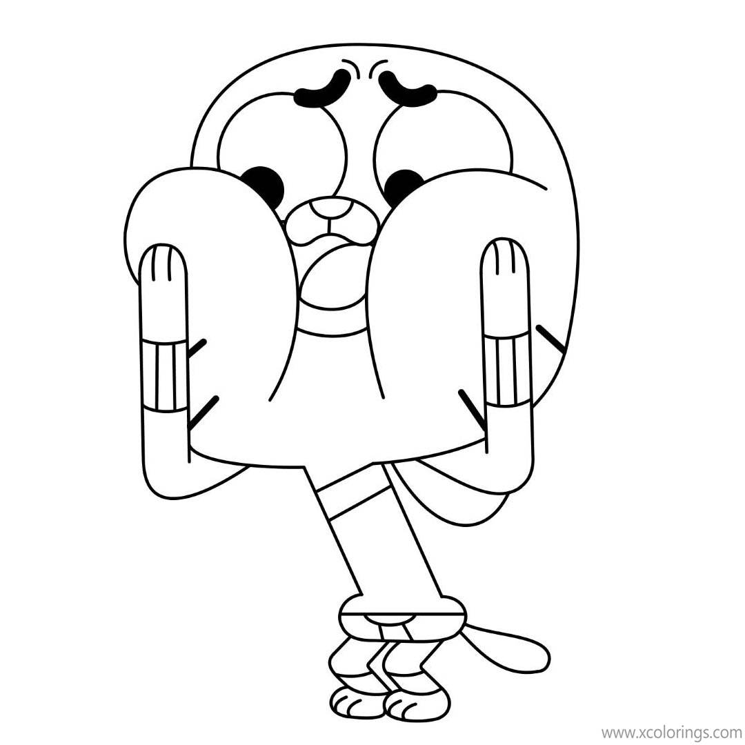 Free The Amazing World of Gumball Coloring Pages Gumball Touching His Face printable