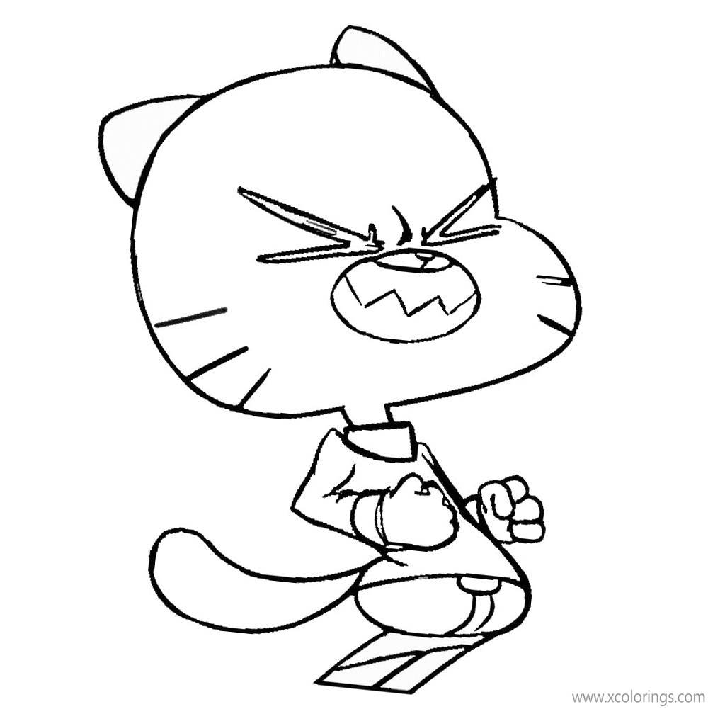 Free The Amazing World of Gumball Coloring Pages Gumball is Angry printable