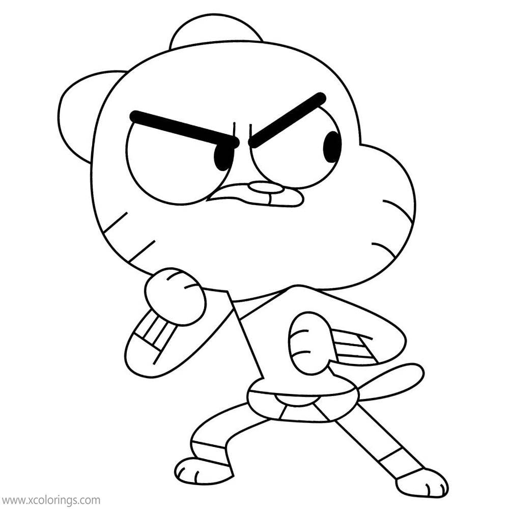 Free The Amazing World of Gumball Coloring Pages He is Ready to Fight printable
