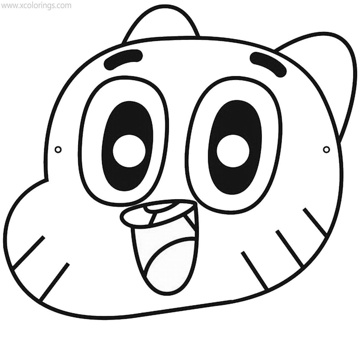Free The Amazing World of Gumball Coloring Pages Head of Gumball printable
