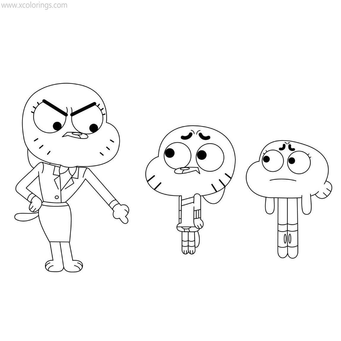 Free The Amazing World of Gumball Coloring Pages Mom Punished Gumball and Darwin printable