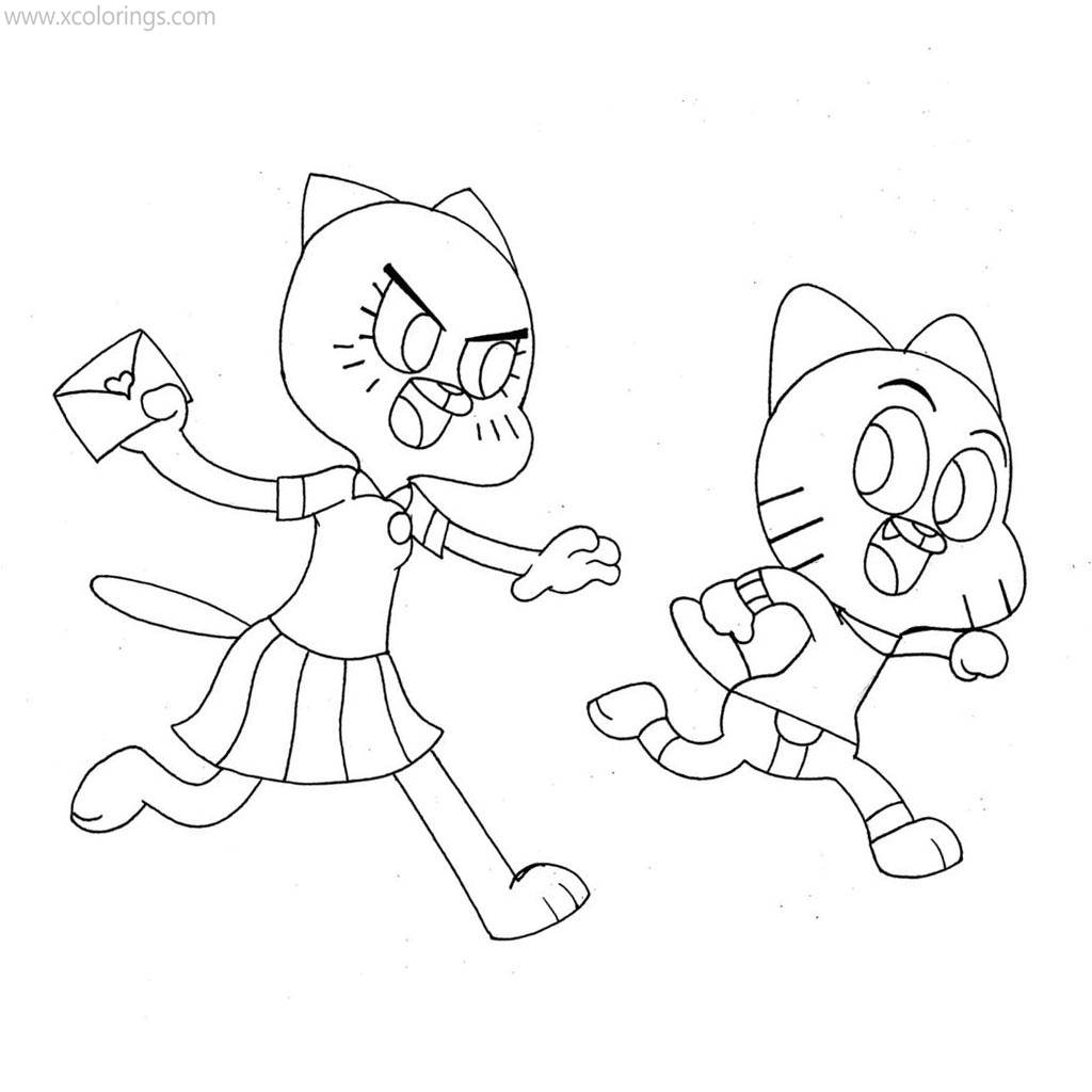 Free The Amazing World of Gumball Coloring Pages Nicole and Gumball printable
