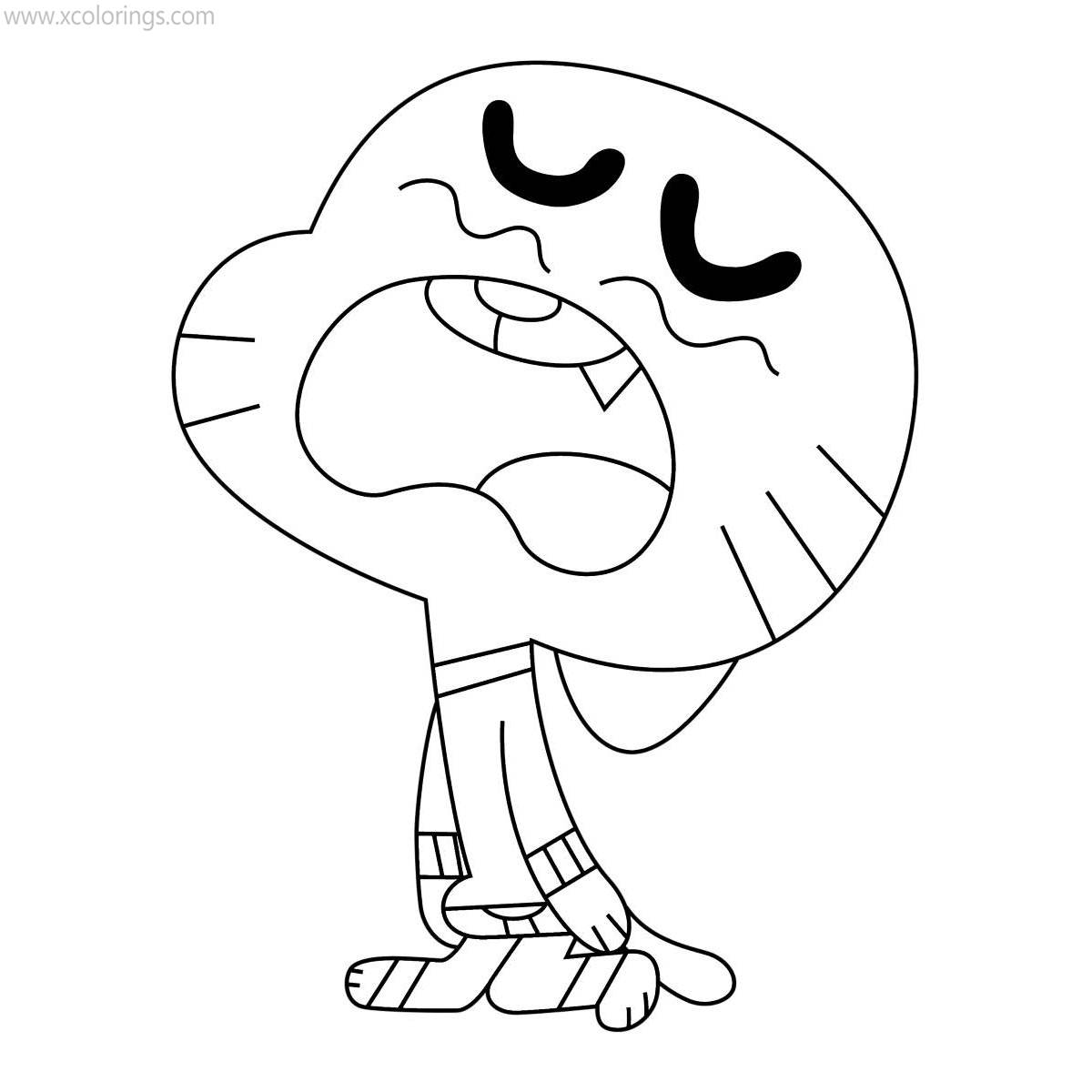 Free The Amazing World of Gumball Coloring Pages The Boy is Crying printable