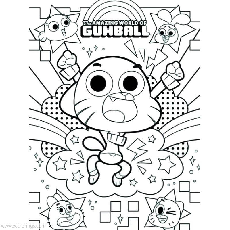 Free The Amazing World of Gumball Coloring Pages with Logo printable
