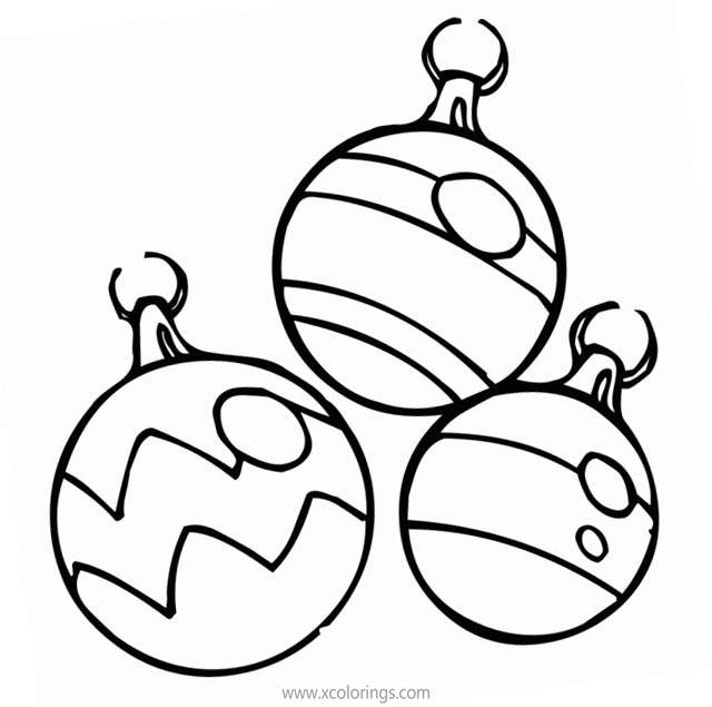 Free Three Simple Christmas Ornament Coloring Pages printable