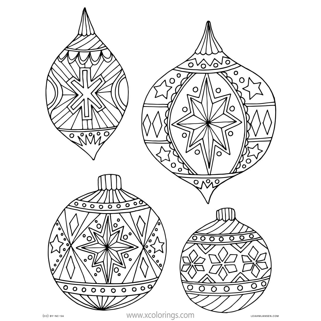Free Traditional Christmas Ornaments Coloring Pages printable