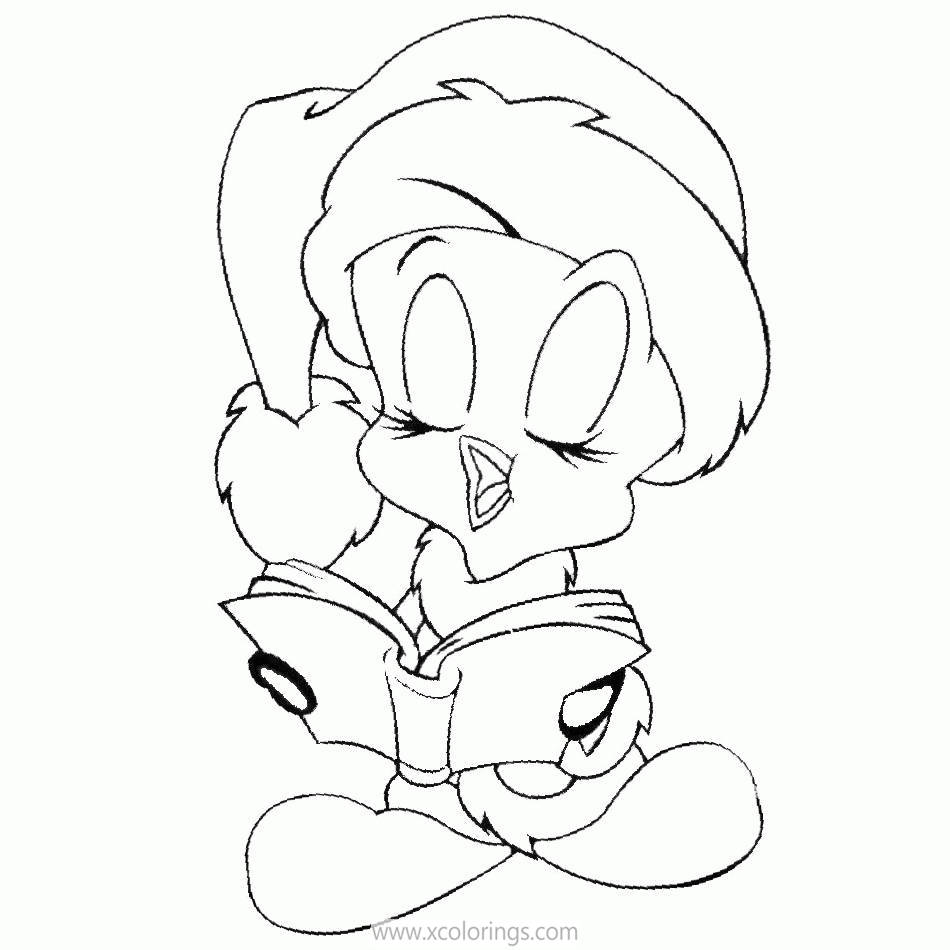 Free Tweety Bird Christmas Coloring Pages Reading A Book printable