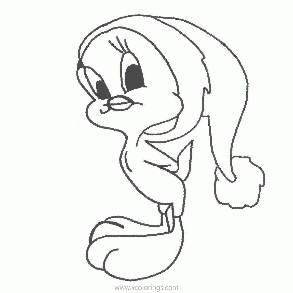 Free Tweety Bird Christmas Coloring Pages for Kids printable