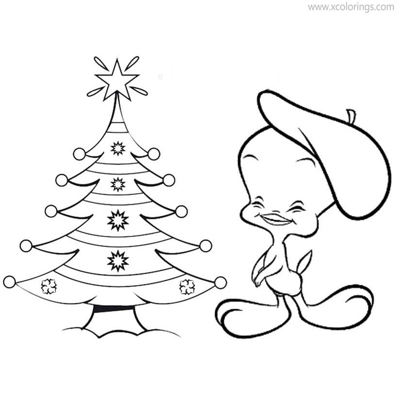 Free Tweety Bird Christmas Tree Coloring Pages printable