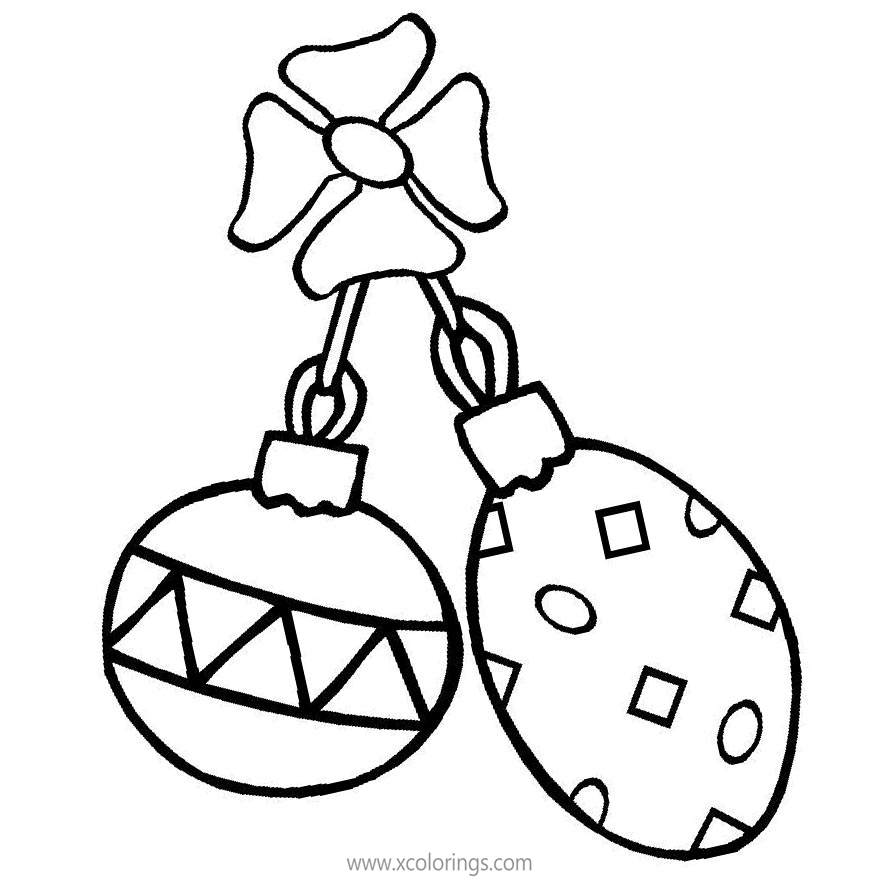 Free Two Easy Christmas Ornament Coloring Pages printable