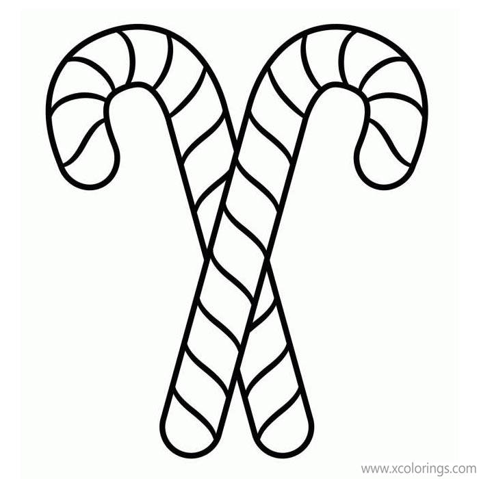 Free Two Simple Candy Canes Coloring Pages printable