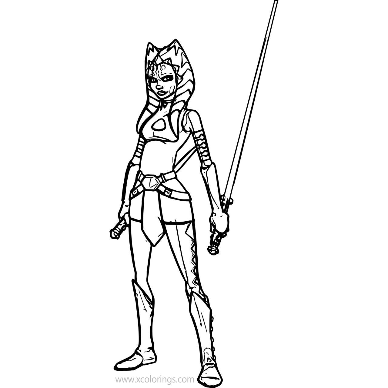 Free Ahsoka Tano Coloring Pages Ready to Fight printable