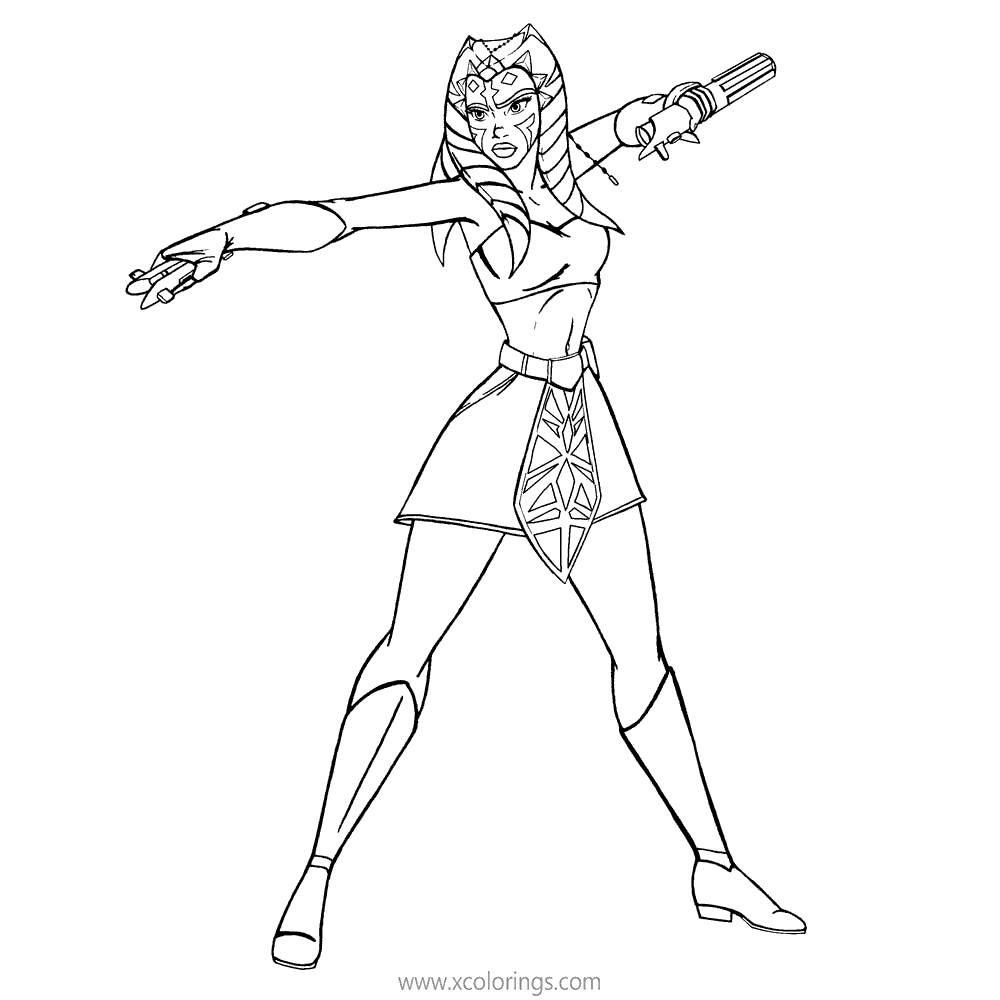 Free Ahsoka Tano Coloring Pages from Star Wars The Clone Wars printable