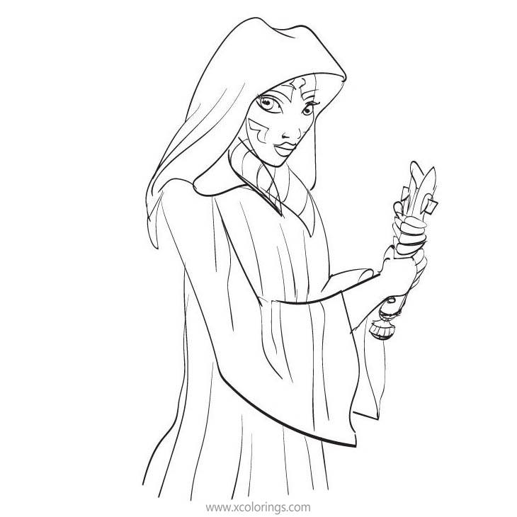 Free Ahsoka Tano Coloring Pages with Scarf printable