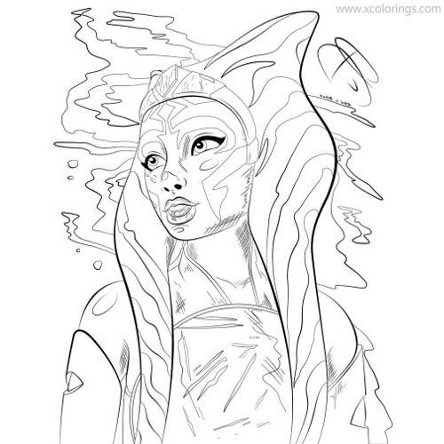 Free Ahsoka Tano from Clone Wars Coloring Pages printable